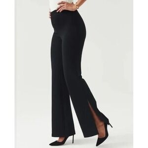 Black Spanx Flare Pants with Side Slit